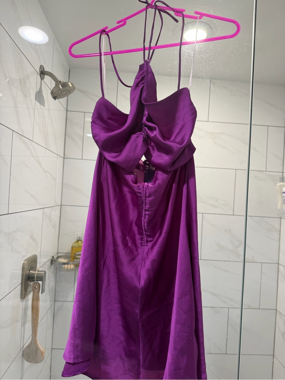 Princess Polly Magenta Satin Dress with Bow Detail
